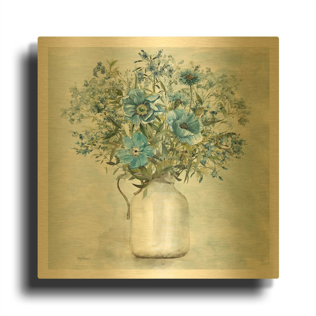 'Arrayed in Blue I' By Carol Robinson Gold Metal Wall Art