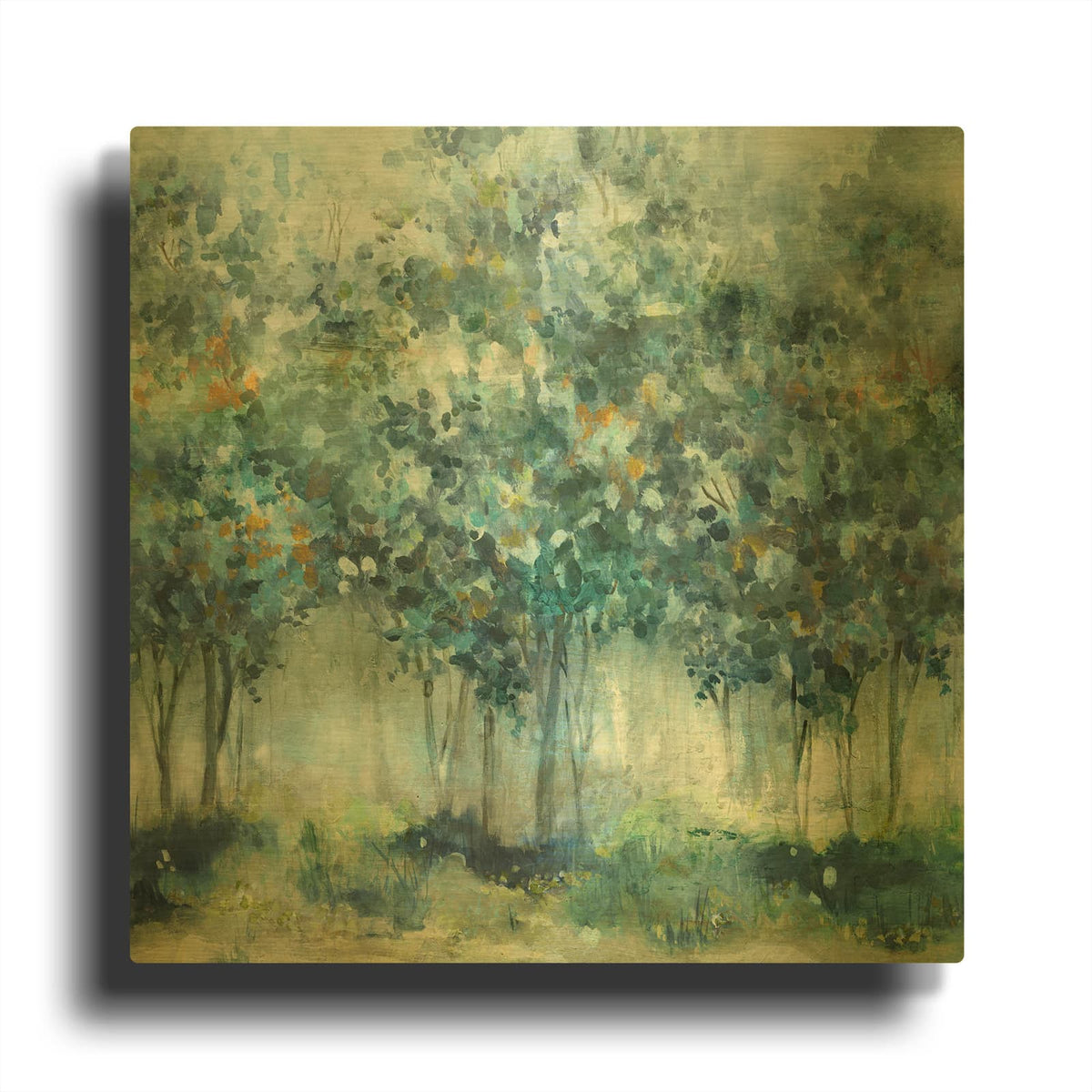 'Treetop Mist' By Carol Robinson Gold Metal Wall Art