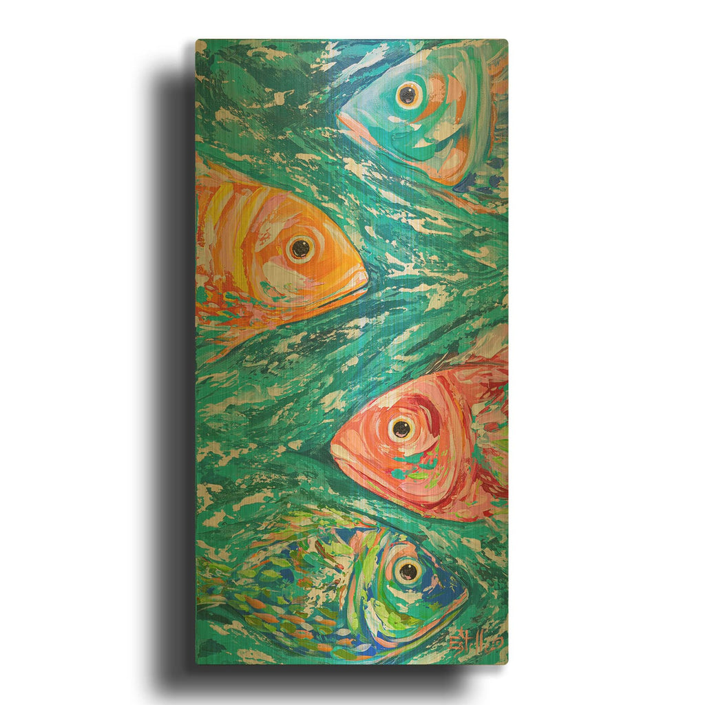 'Scuba School' By Estelle Grengs Gold Metal Wall Art