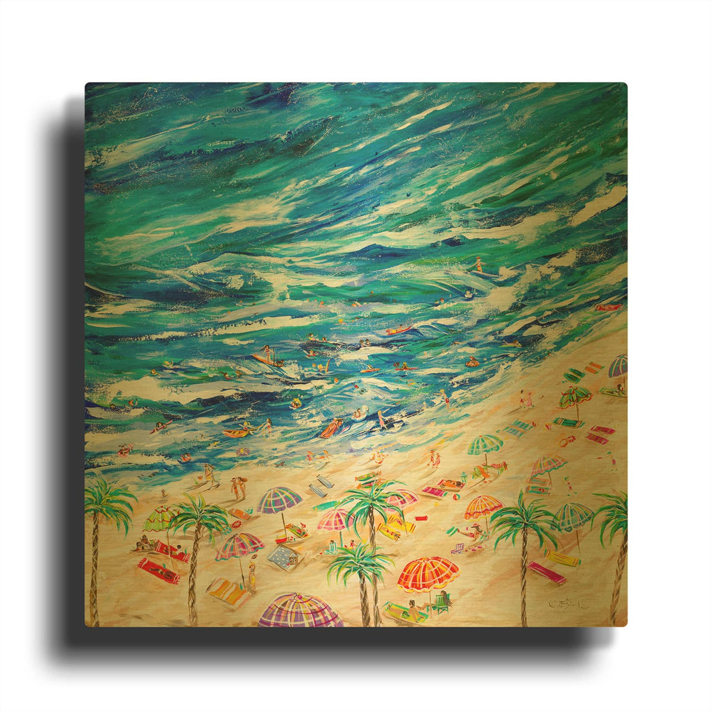 'A Day at the Beach' By Estelle Grengs Gold Metal Wall Art