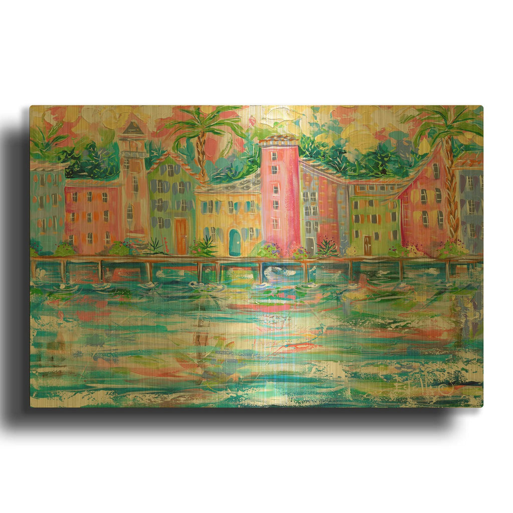 'Dock City' By Estelle Grengs Gold Metal Wall Art