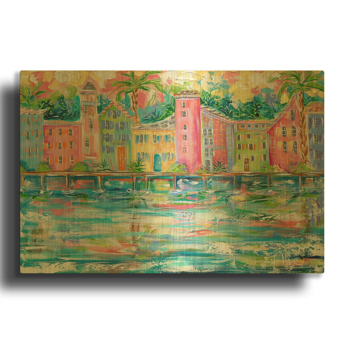 'Dock City' By Estelle Grengs Gold Metal Wall Art