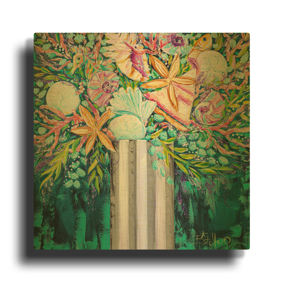 'Coastal Bouquet' By Estelle Grengs Gold Metal Wall Art
