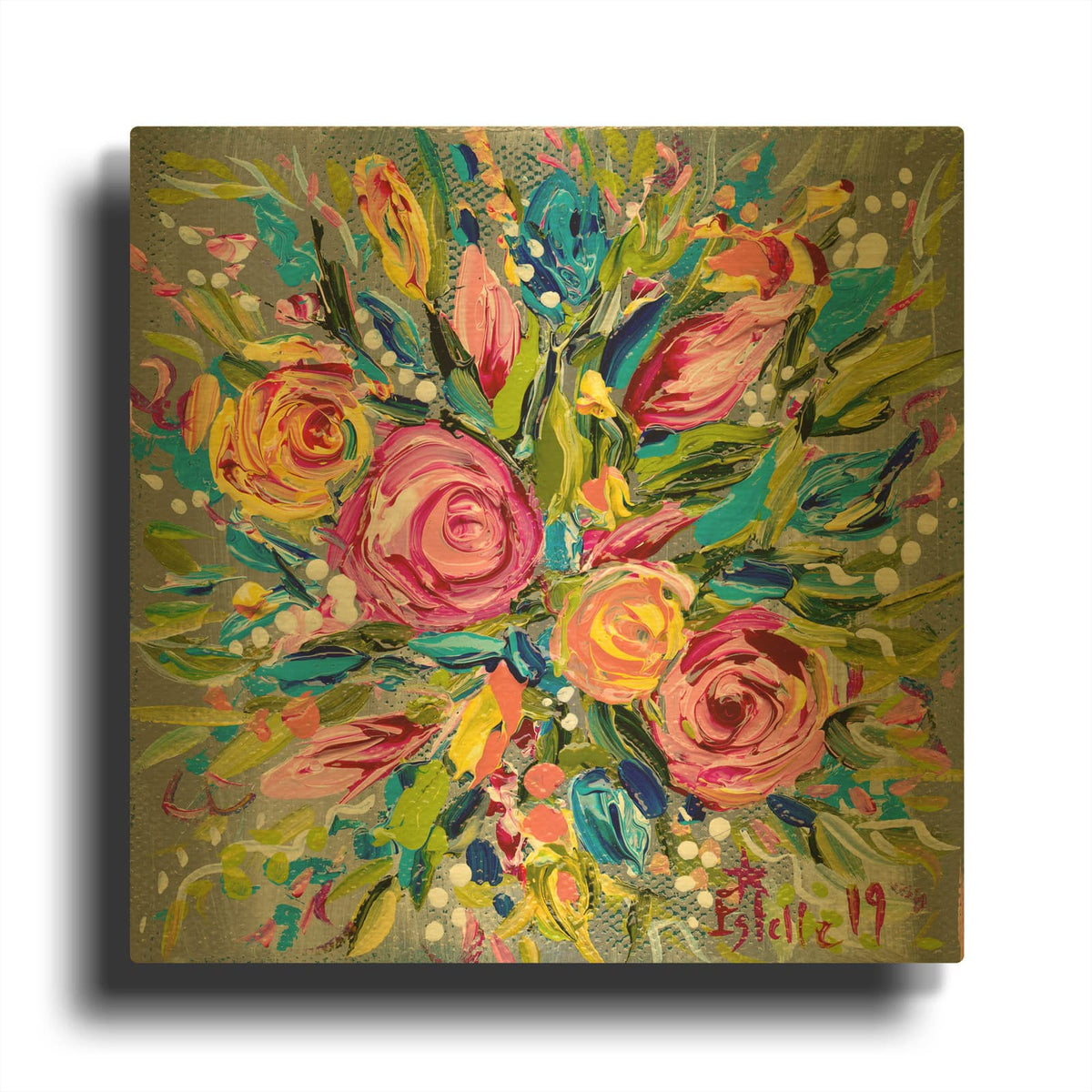 'Spring Bouquet' By Estelle Grengs Gold Metal Wall Art
