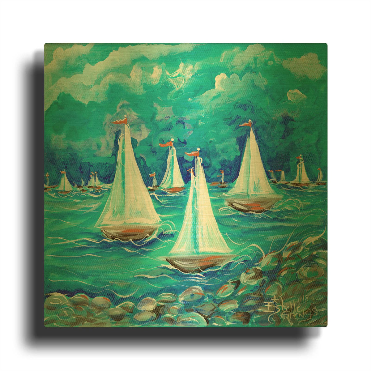 'Sailing' By Estelle Grengs Gold Metal Wall Art