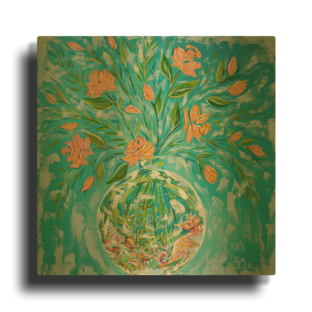 'Salty Seahorse Life' By Estelle Grengs Gold Metal Wall Art
