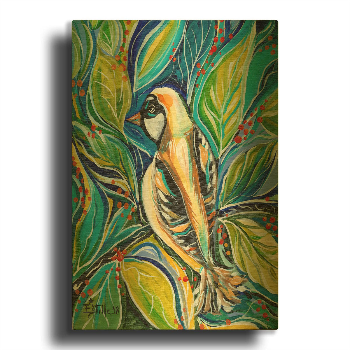 'Tribal Bird' By Estelle Grengs Gold Metal Wall Art