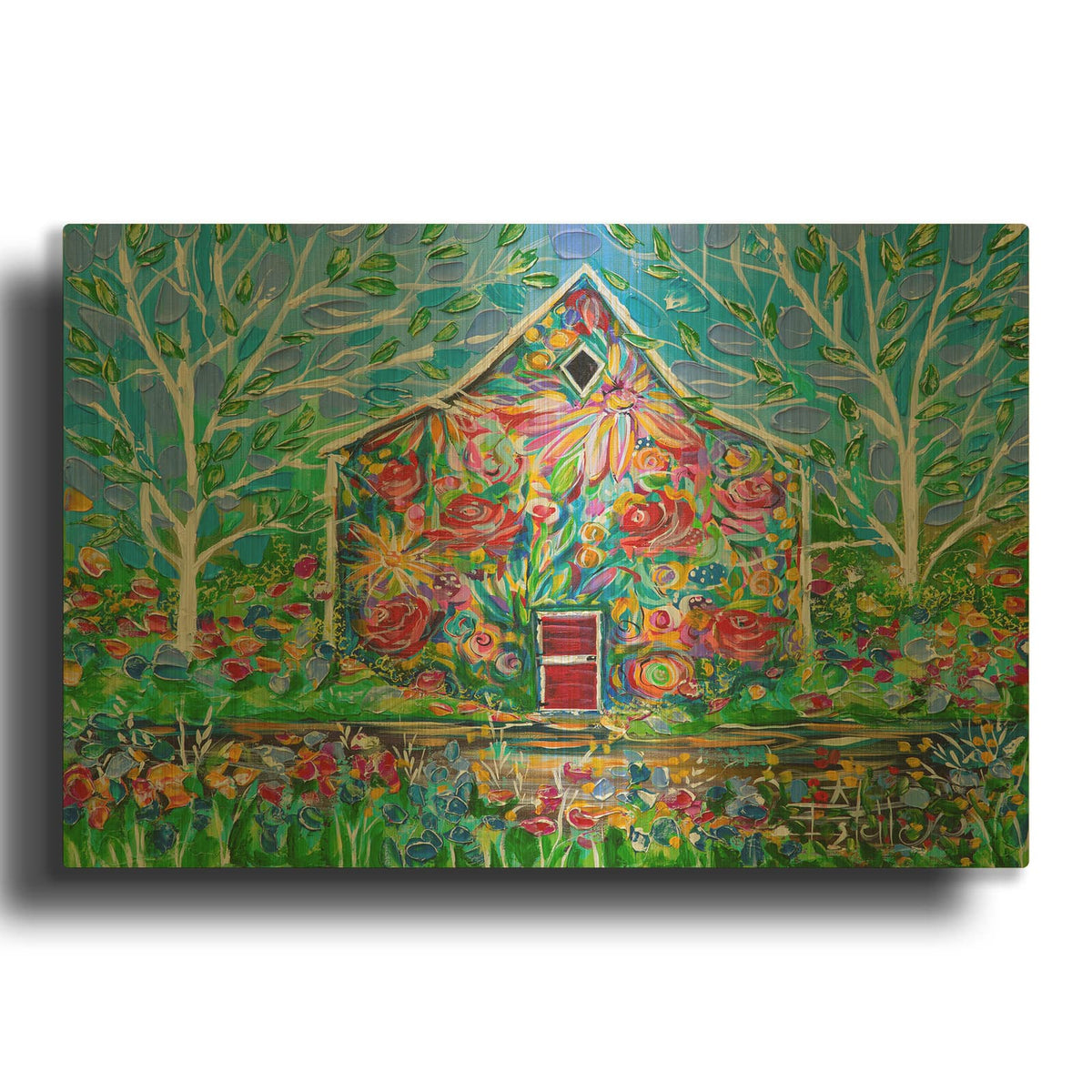 'Inside Out House' By Estelle Grengs Gold Metal Wall Art