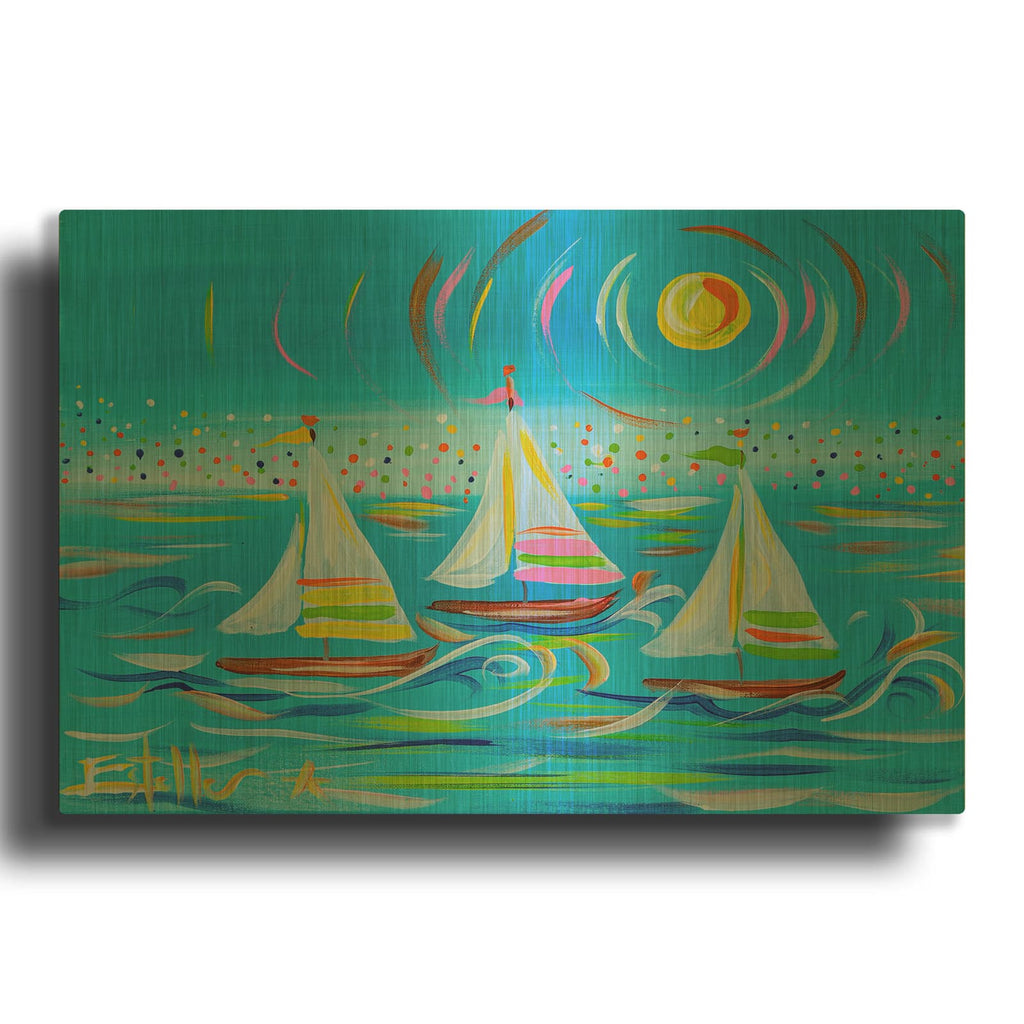 'Whimiscal Sail' By Estelle Grengs Gold Metal Wall Art
