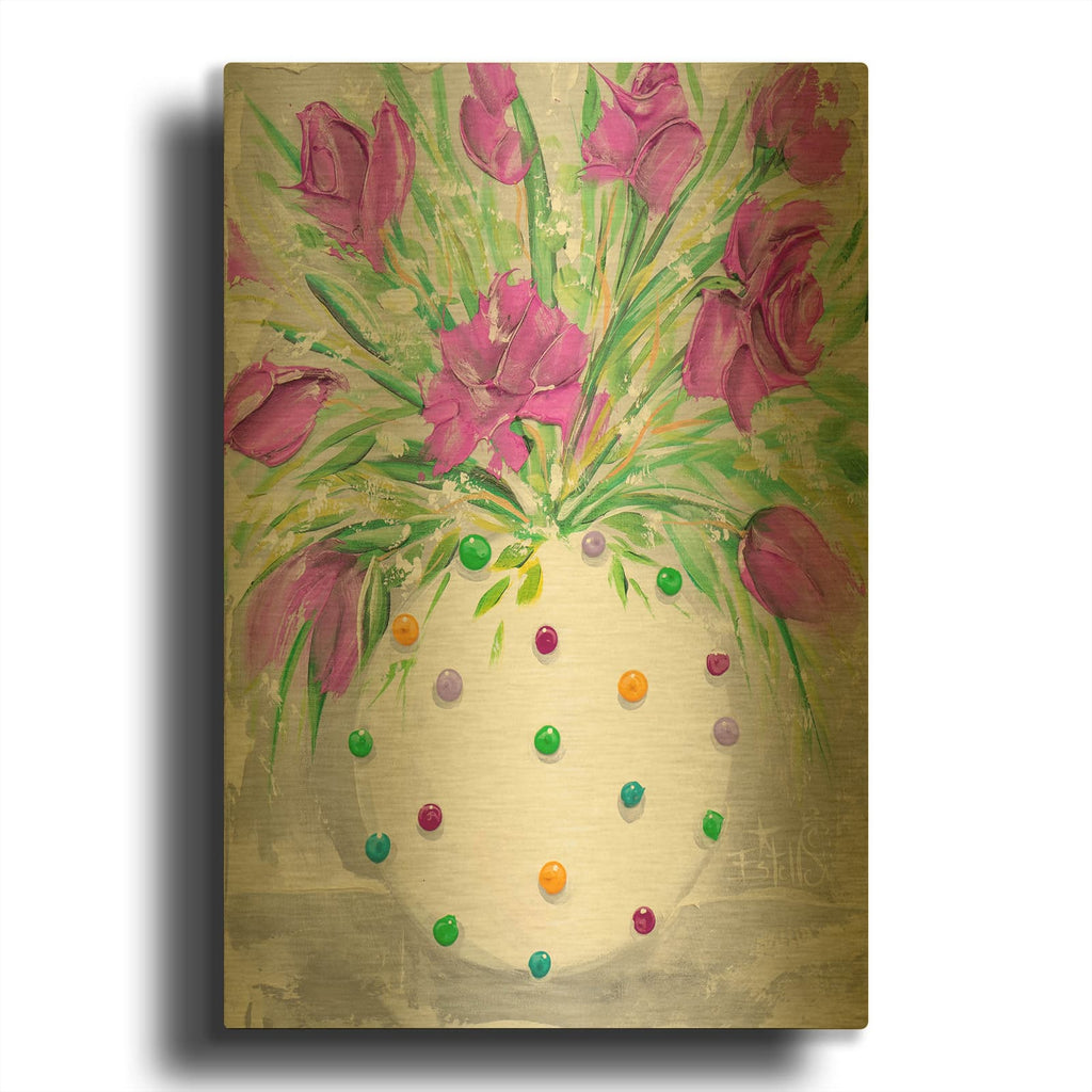 'Polka Dot Purple' By Estelle Grengs Gold Metal Wall Art