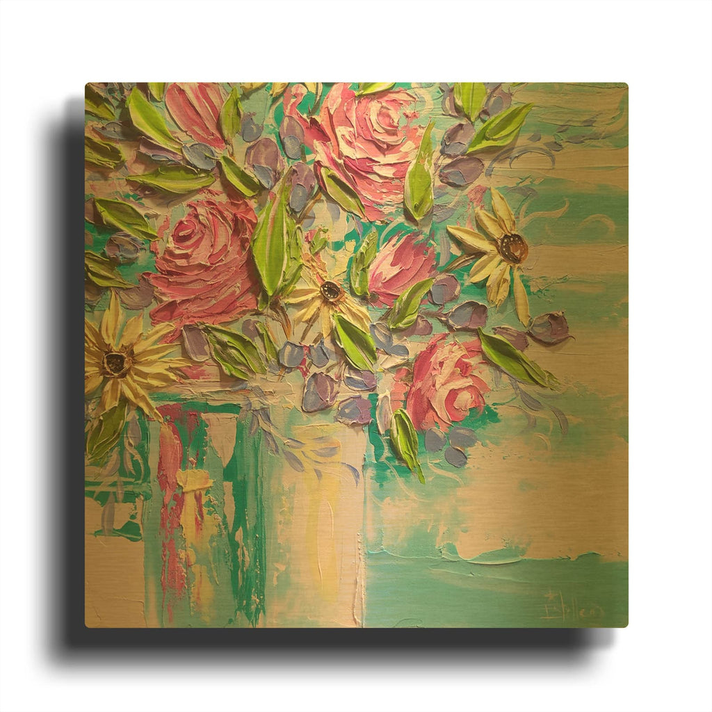 'Floral Bliss' By Estelle Grengs Gold Metal Wall Art