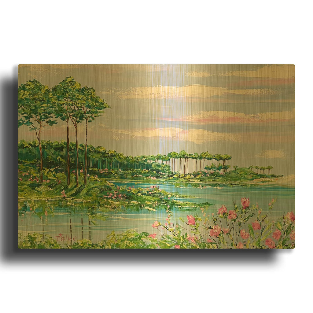'Western Lake' By Estelle Grengs Gold Metal Wall Art