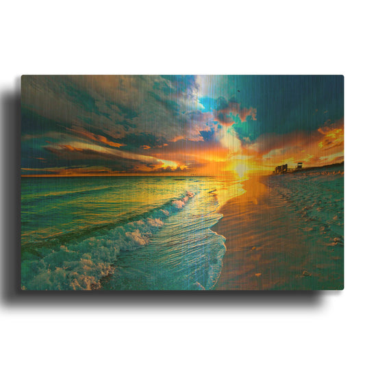 'Beach Landscape' By Ezra Tanner Gold Metal Wall Art