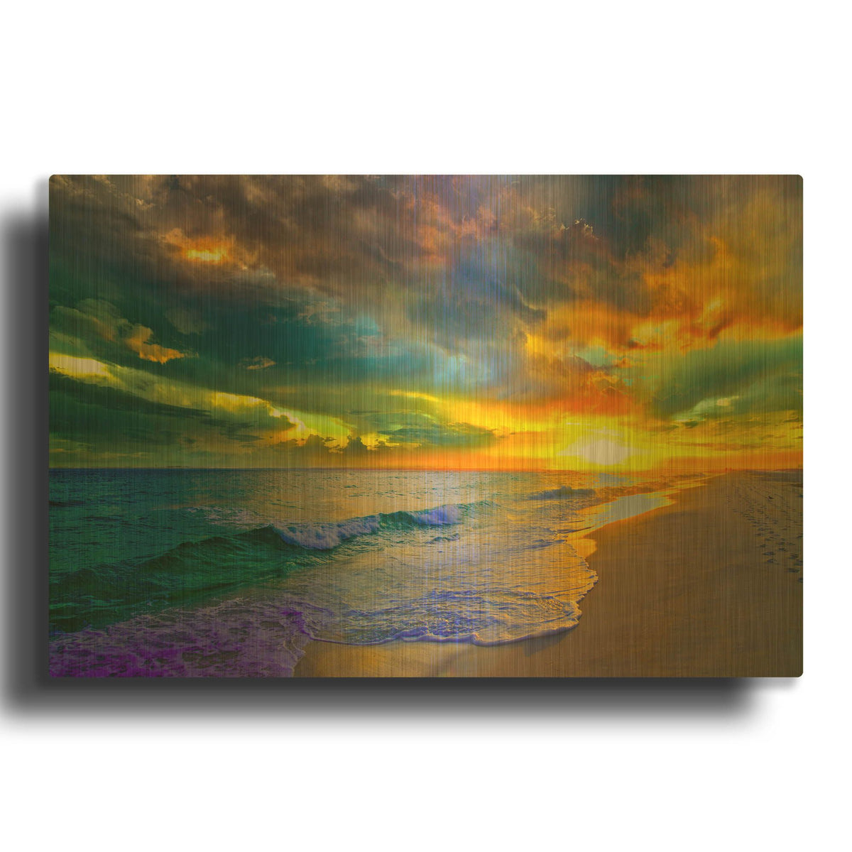 'Beautiful Landscape Photo Beautiful Sunset Sea' By Ezra Tanner Gold Metal Wall Art