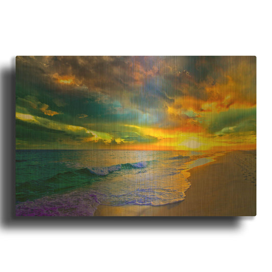 'Beautiful Landscape Photo Beautiful Sunset Sea' By Ezra Tanner Gold Metal Wall Art