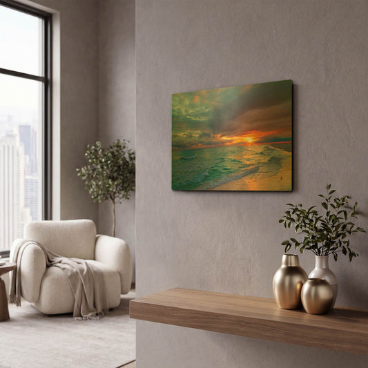'Colorful Seascape' By Ezra Tanner Gold Metal Wall Art