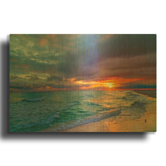 'Colorful Seascape' By Ezra Tanner Gold Metal Wall Art