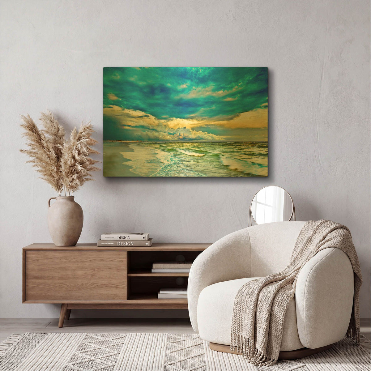 'Landscape Photography Blue And Turquoise Sea' By Ezra Tanner Gold Metal Wall Art