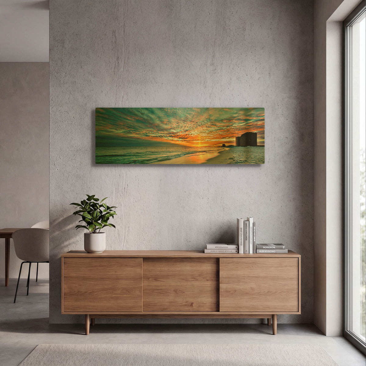 'Panoramic Sunset Red Ray Blue Sky' By Ezra Tanner Gold Metal Wall Art