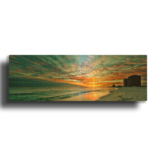 'Panoramic Sunset Red Ray Blue Sky' By Ezra Tanner Gold Metal Wall Art