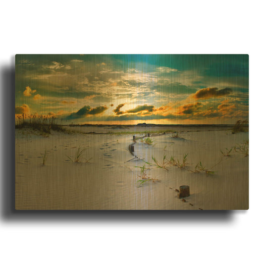 'Gold Sunset Beach Sand Dunes' By Ezra Tanner Gold Metal Wall Art