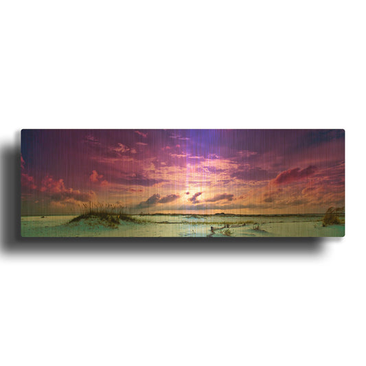 'Purple Clouds Skyscape Sunset Over Beach Sand Dune' By Ezra Tanner Gold Metal Wall Art