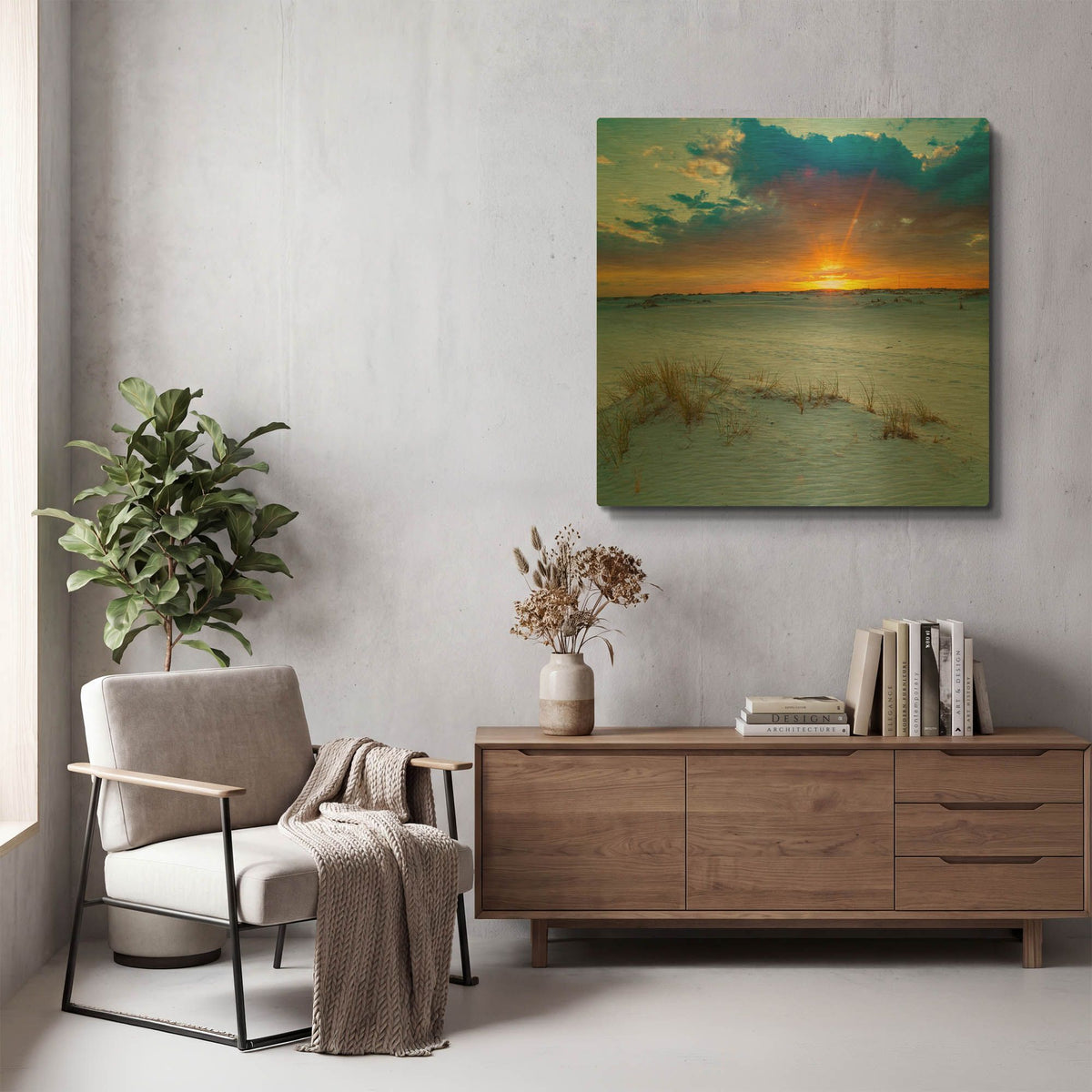 'Sun Burst Breaking Cloud' By Ezra Tanner Gold Metal Wall Art