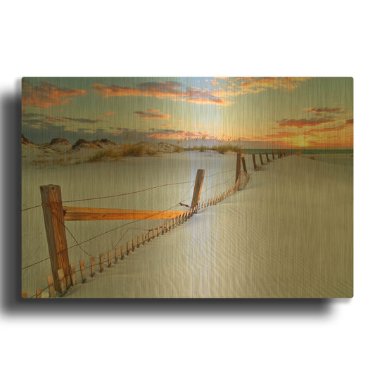 'White Sand Beach Sunset' By Ezra Tanner Gold Metal Wall Art
