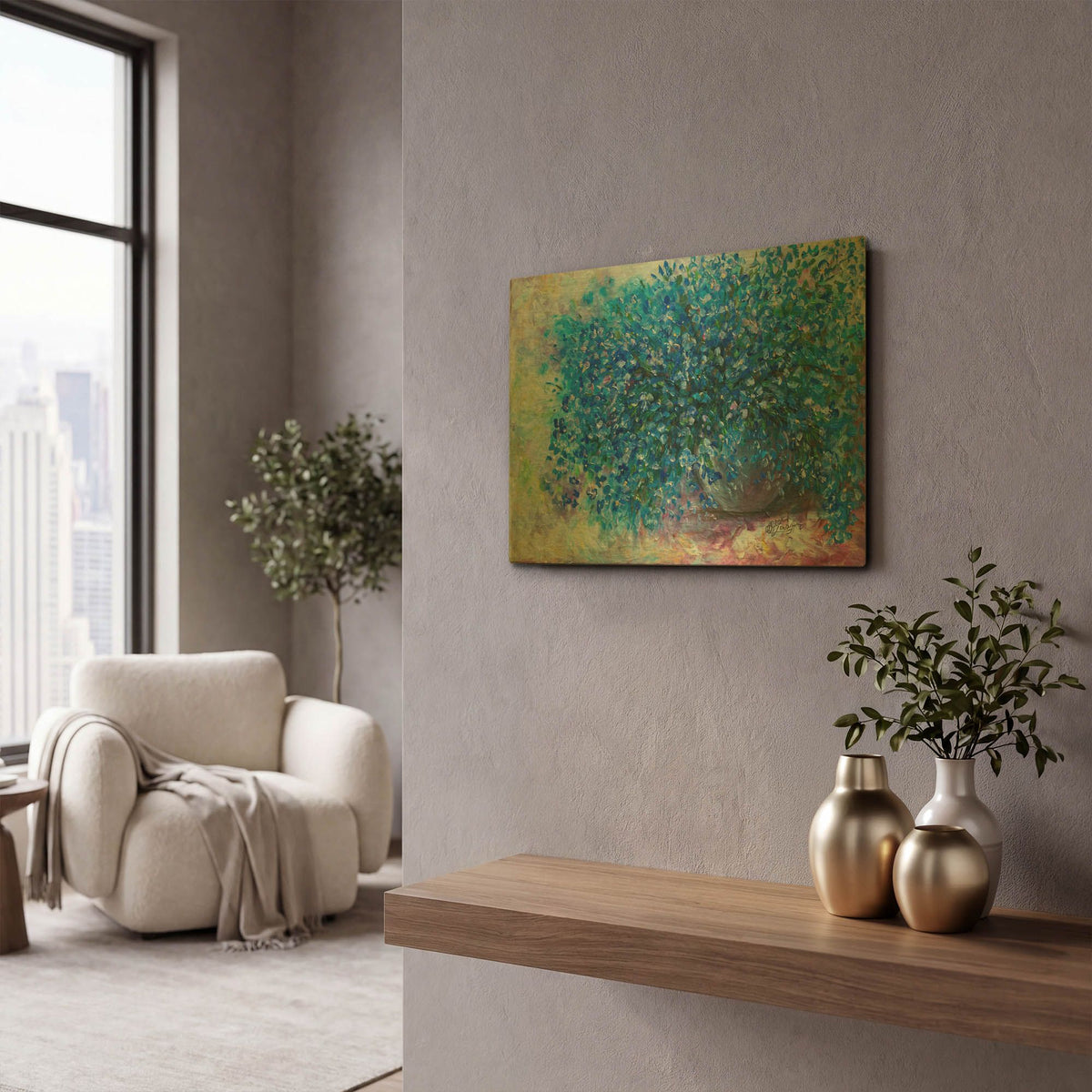'Forget Me Nots I' By Lena Owens Gold Metal Wall Art