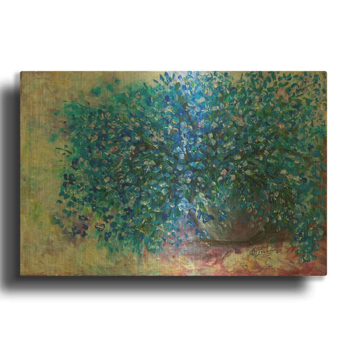'Forget Me Nots I' By Lena Owens Gold Metal Wall Art