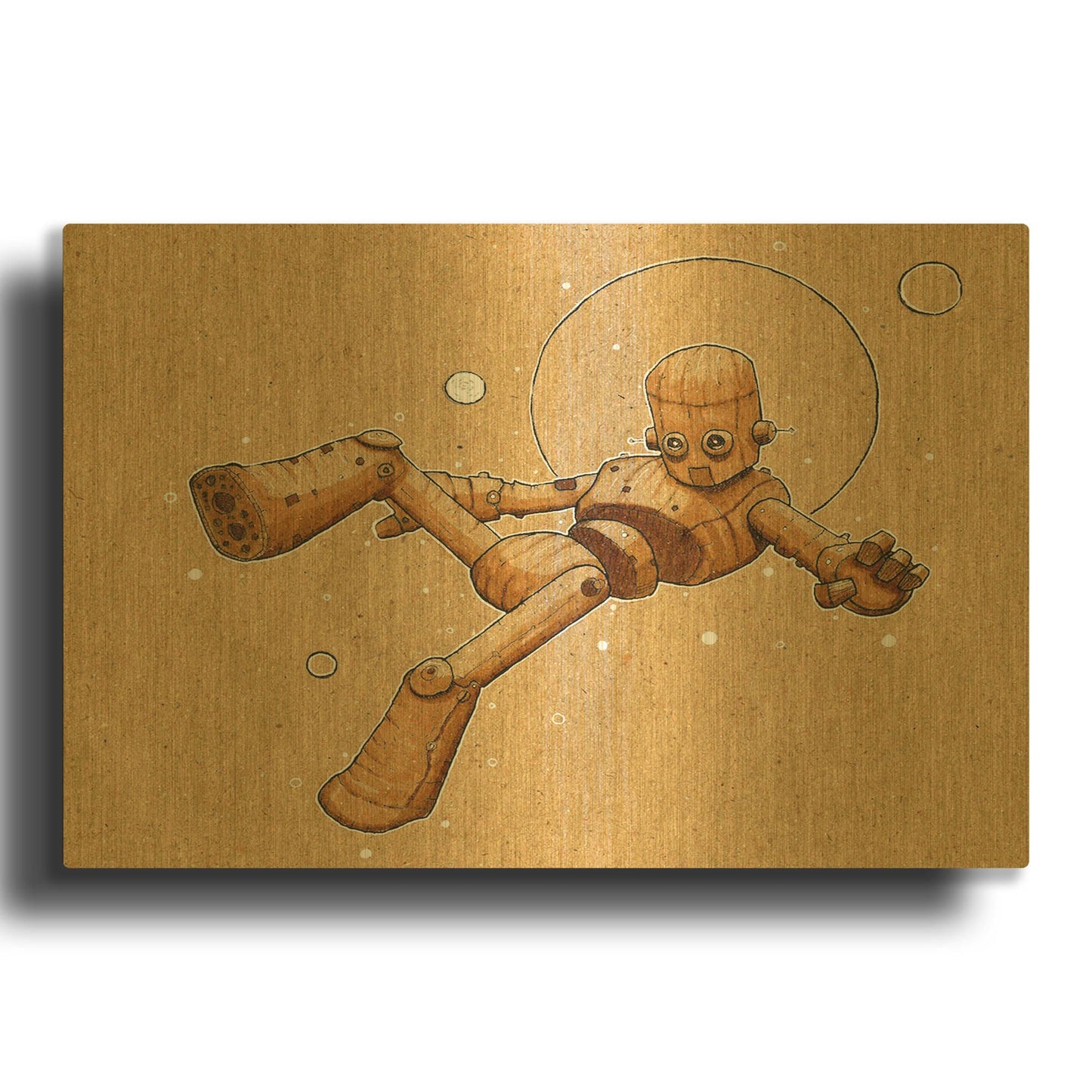 'Floatbot 2.0' By Craig Snodgrass Gold Metal Wall Art
