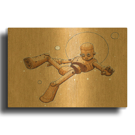 'Floatbot 2.0' By Craig Snodgrass Gold Metal Wall Art