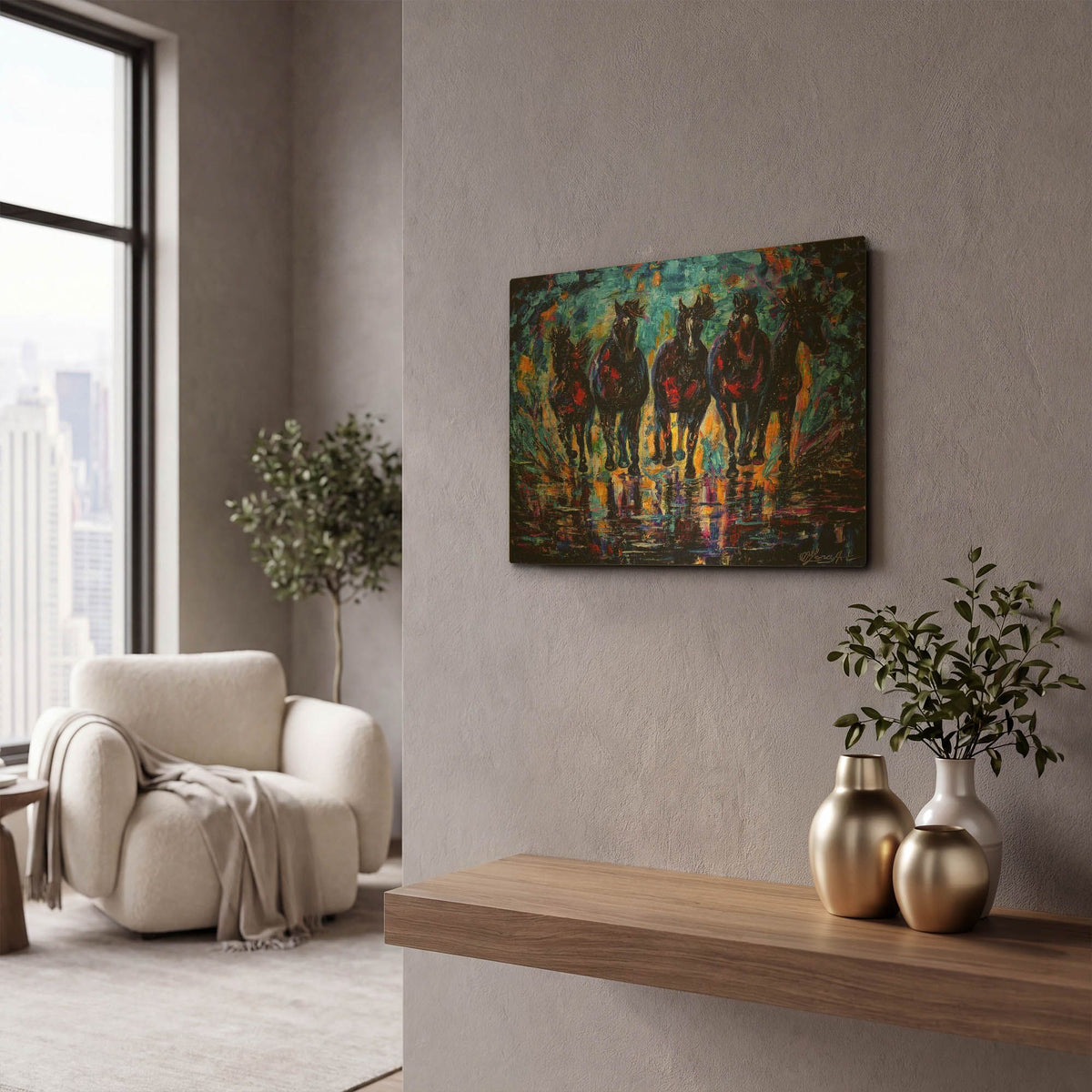 'Free Roaming Wild Horses' By Lena Owens Gold Metal Wall Art