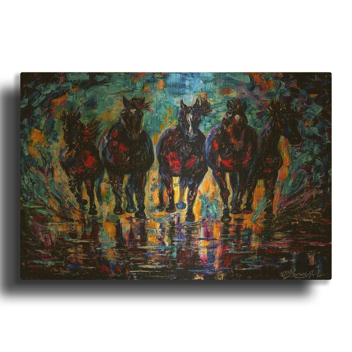 'Free Roaming Wild Horses' By Lena Owens Gold Metal Wall Art