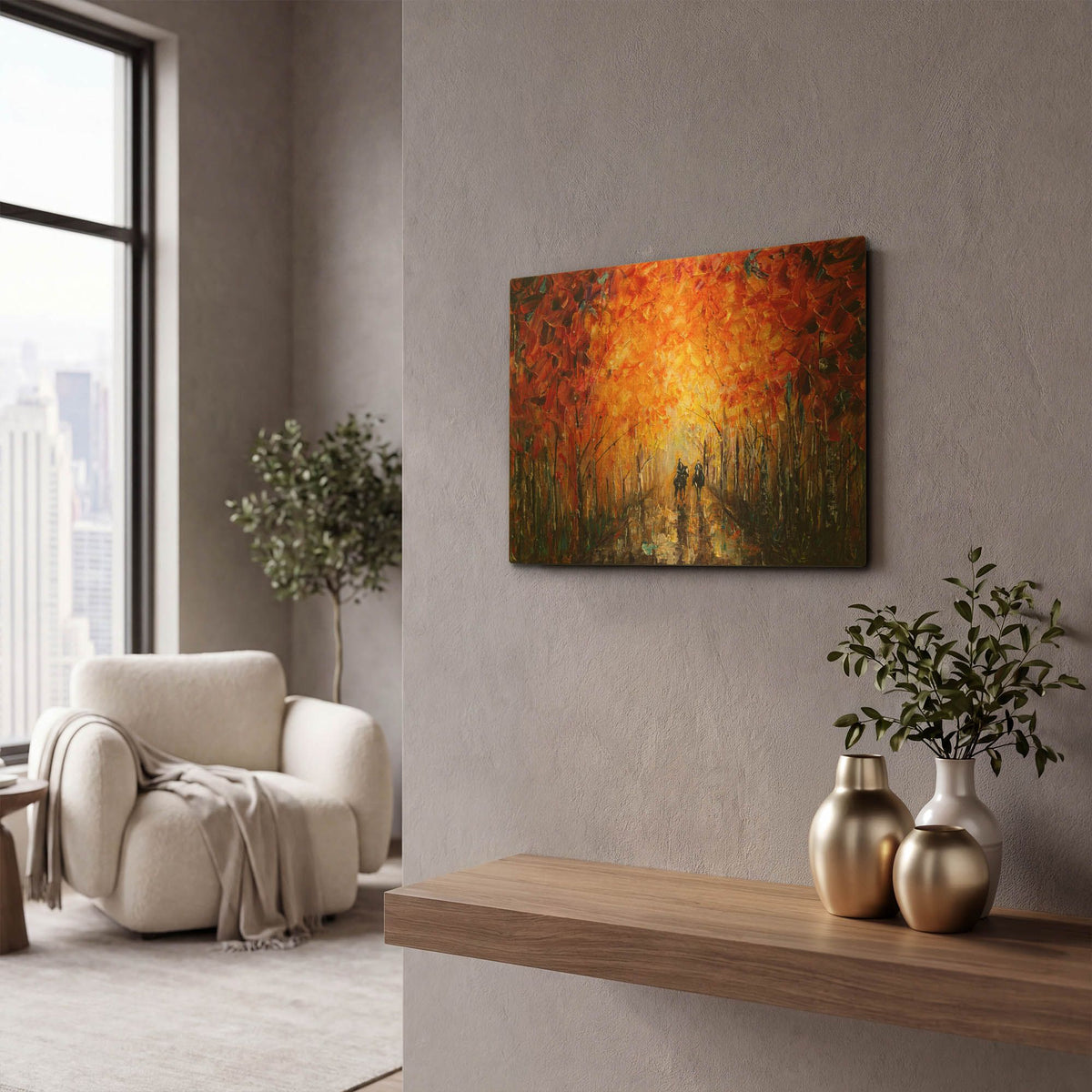 'Horseback Riding In The Forest' By Lena Owens Gold Metal Wall Art