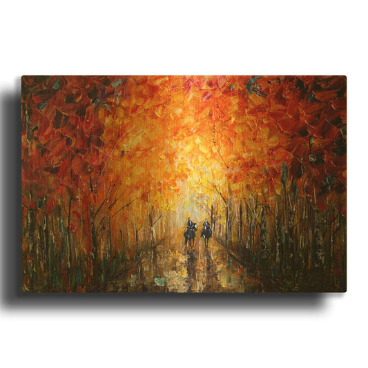 'Horseback Riding In The Forest' By Lena Owens Gold Metal Wall Art