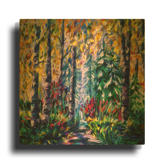 'Deep in the Woods' By Lena Owens Gold Metal Wall Art