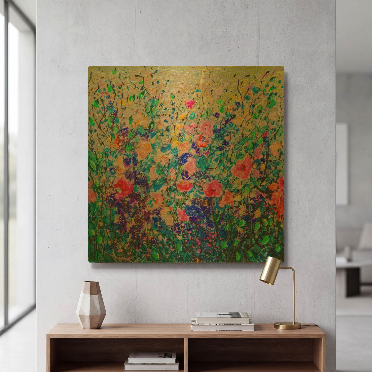 'Colorful Flowers' By Lena Owens Gold Metal Wall Art