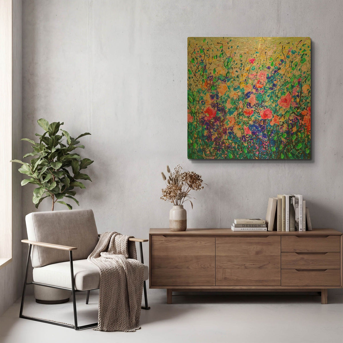 'Colorful Flowers' By Lena Owens Gold Metal Wall Art