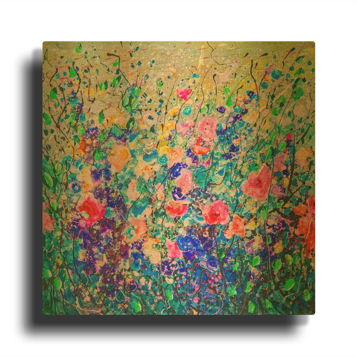 'Colorful Flowers' By Lena Owens Gold Metal Wall Art