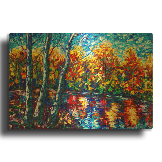 'Magical Dream Forest Reflection' By Lena Owens Gold Metal Wall Art