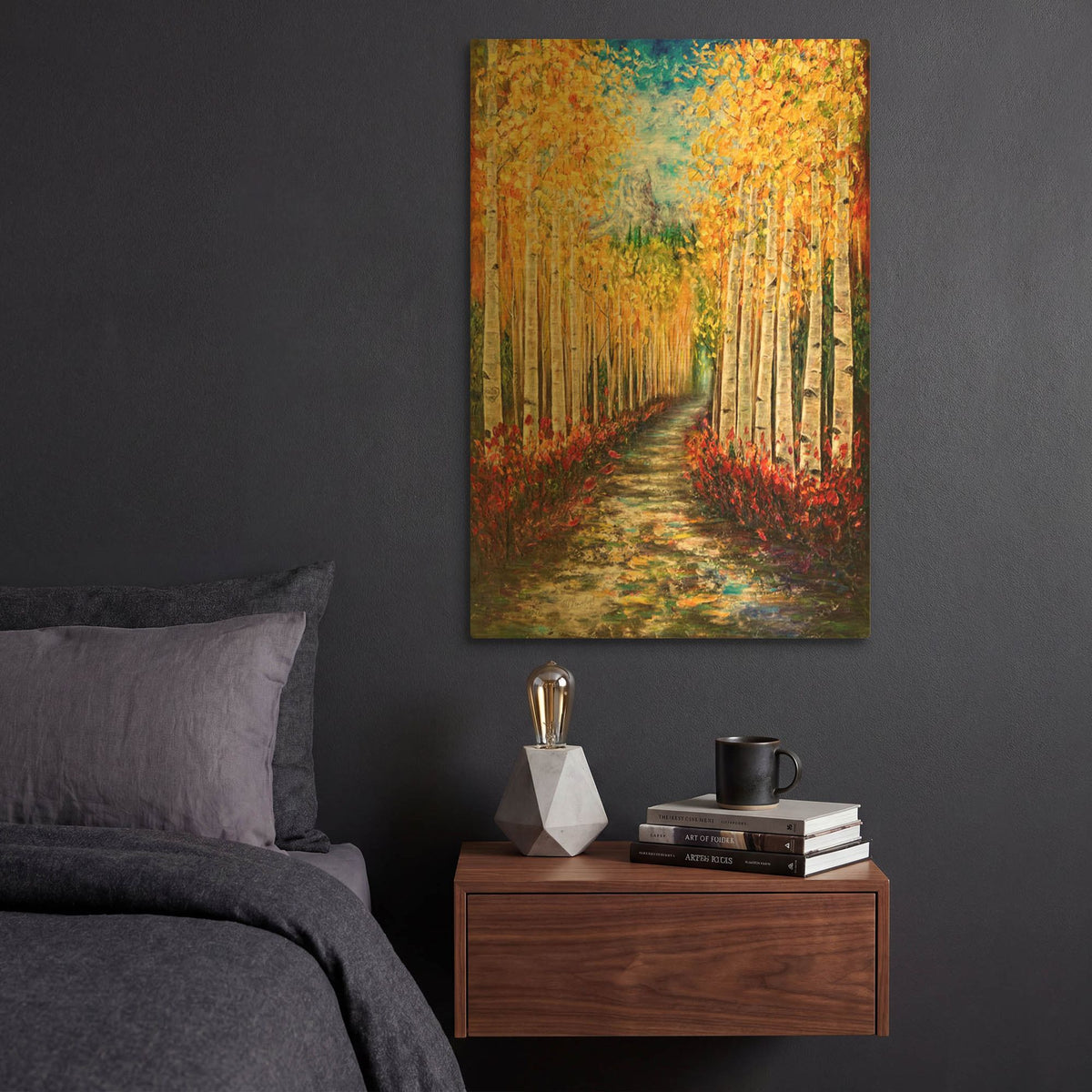 'Nelly Creek Painting of Uncompahgre National Forest' By Lena Owens Gold Metal Wall Art