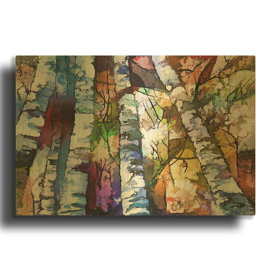 'White Aspen and Birch Trees' By Lena Owens Gold Metal Wall Art