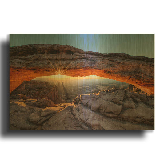 'Mesa Arch Sunburst Moab Utah copy' By Lena Owens Gold Metal Wall Art
