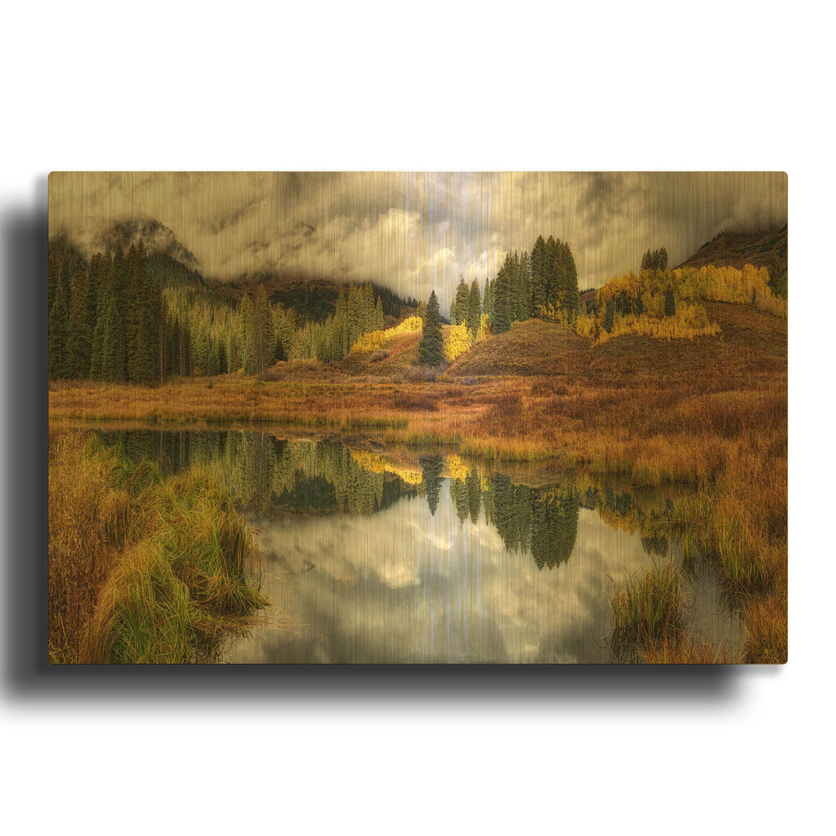 'Transition Of The Seasons In Rocky Mountains' By Lena Owens Gold Metal Wall Art