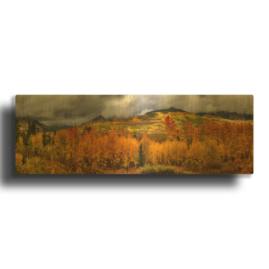 'Autumn Colors At Sunset in Crested Butte Panorama' By Lena Owens Gold Metal Wall Art