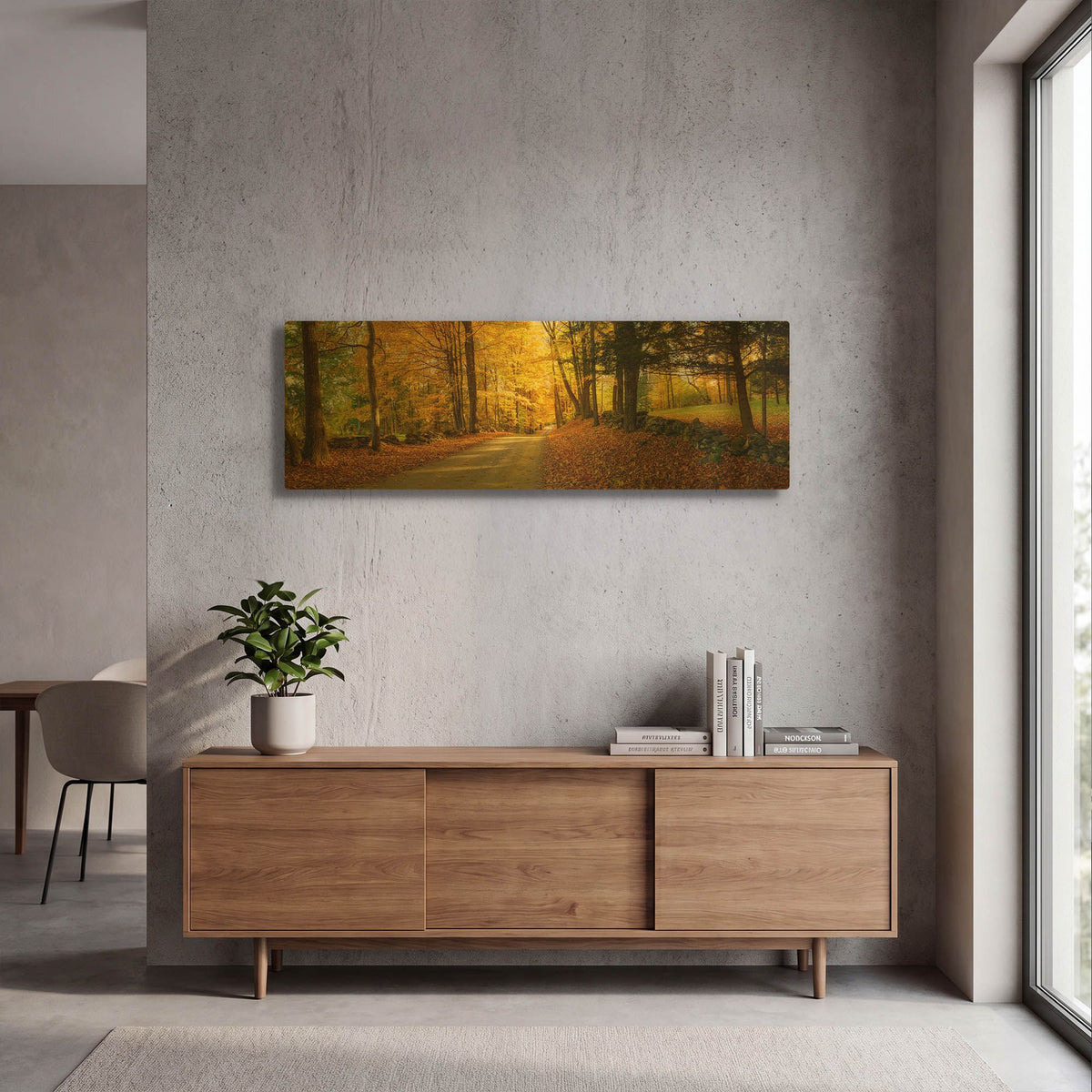 'Countryside Road Woodstock Vermont Panorama' By Lena Owens Gold Metal Wall Art