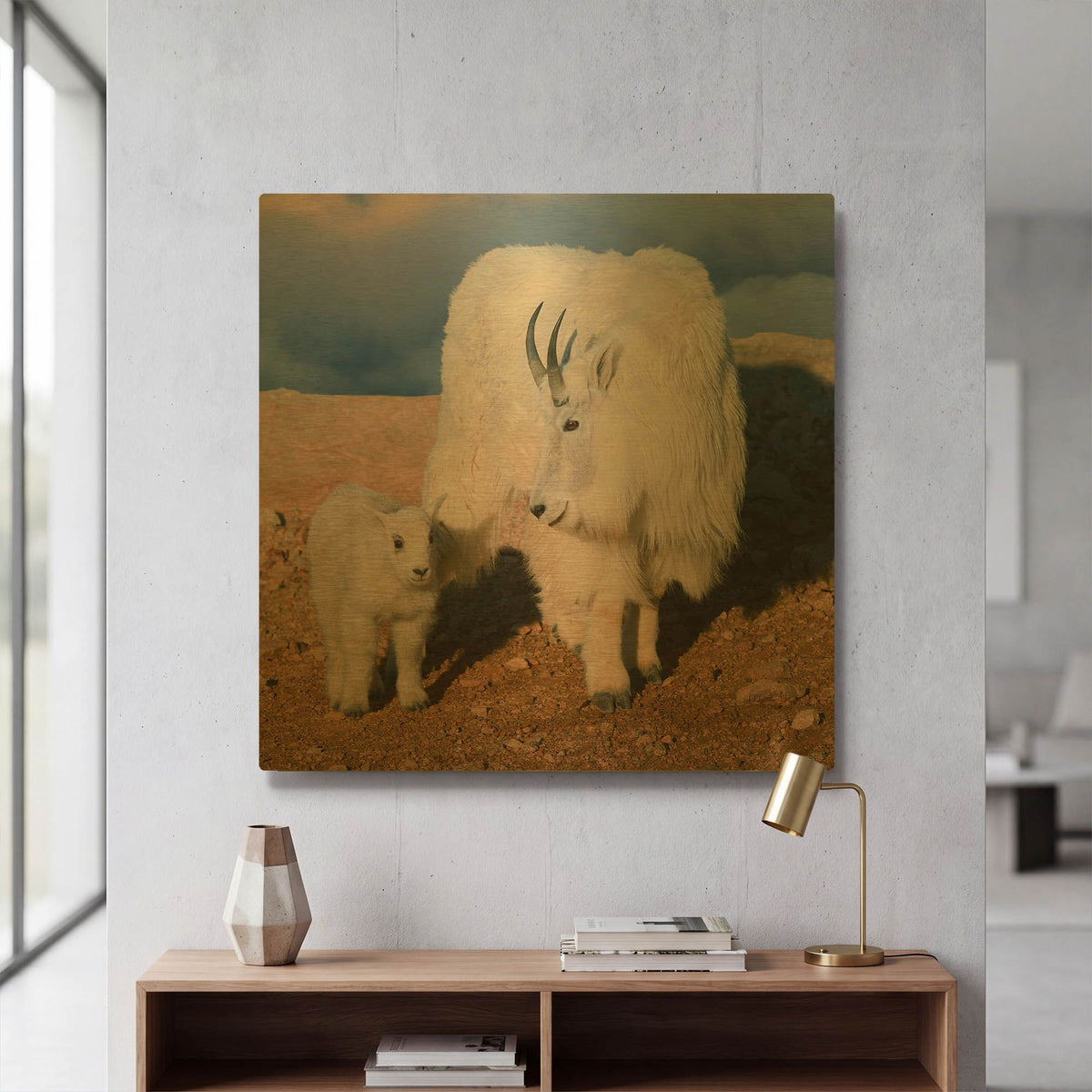 'Above The Clouds Mother and Kid' By Lena Owens Gold Metal Wall Art
