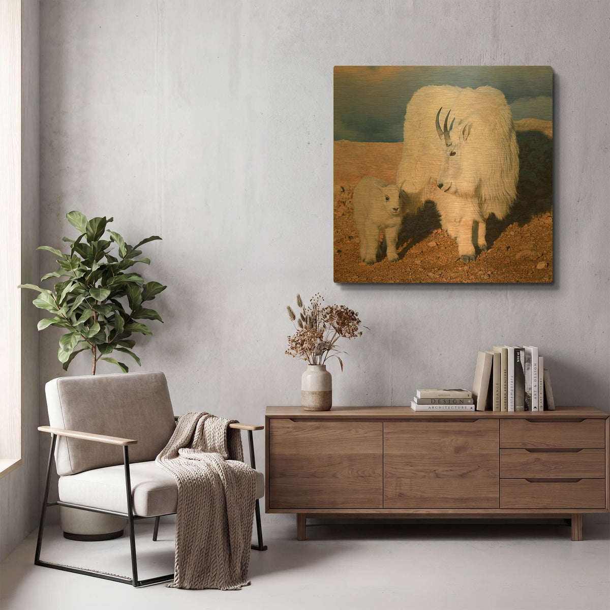 'Above The Clouds Mother and Kid' By Lena Owens Gold Metal Wall Art