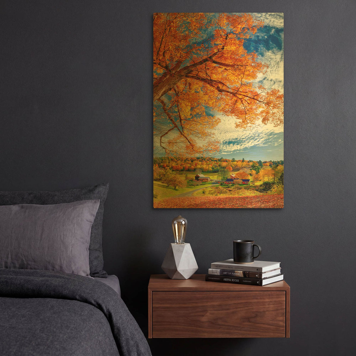 'Sleepy Hollow Farm Vermont Autumn' By Lena Owens Gold Metal Wall Art